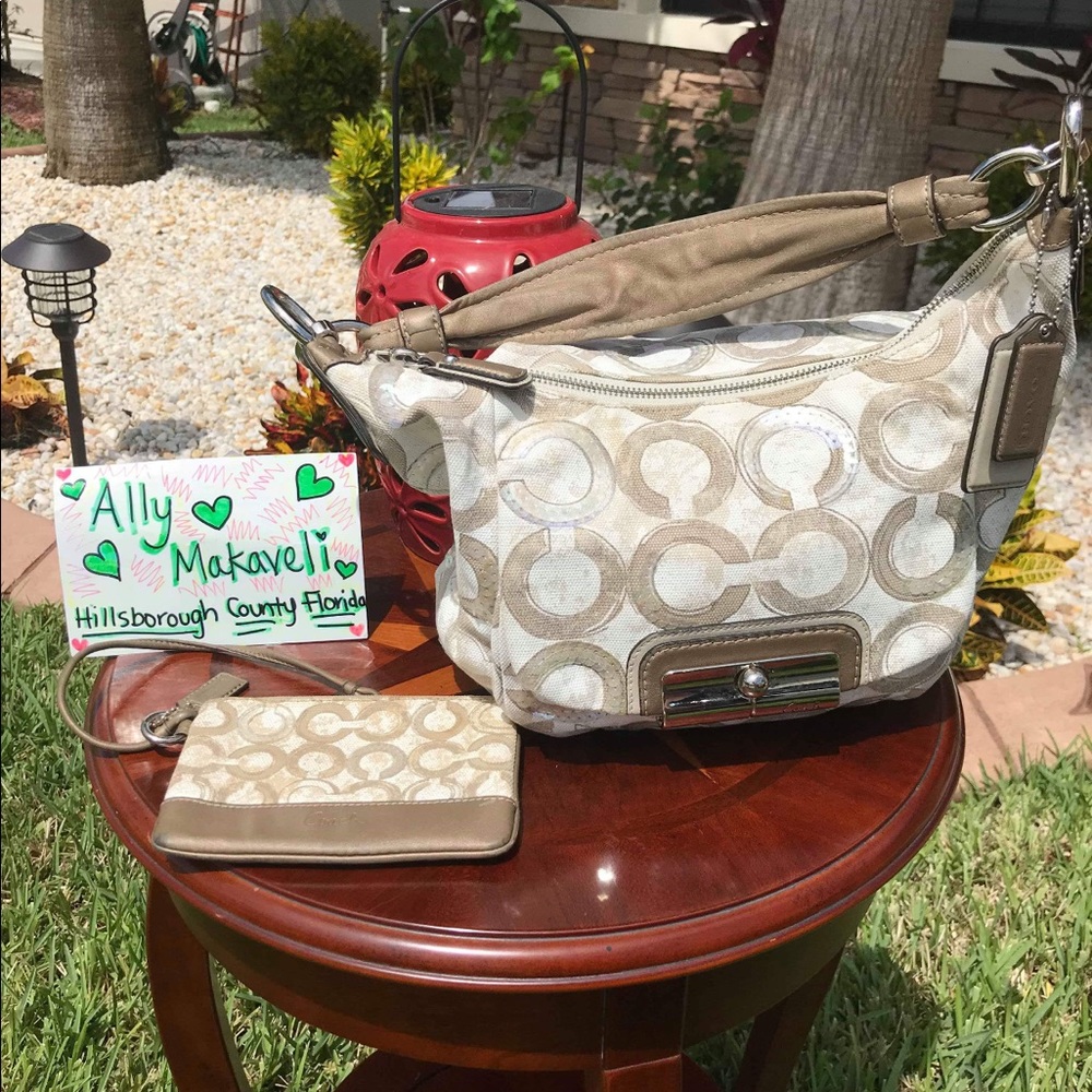 COACH KRISTIN OP-ART SIG HOBO PURSE